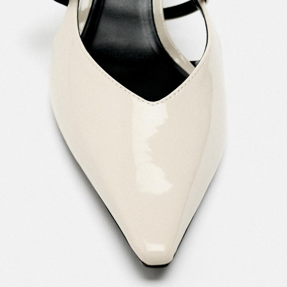 ZARA SLINGBACK STRAPPY FAUX LEATHER KITTEN HEELS - Picture 10 of 12